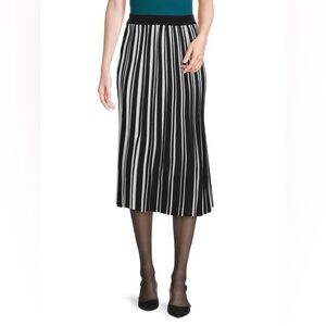 Karl Lagerfeld Elegant Black and White Striped midi Skirt